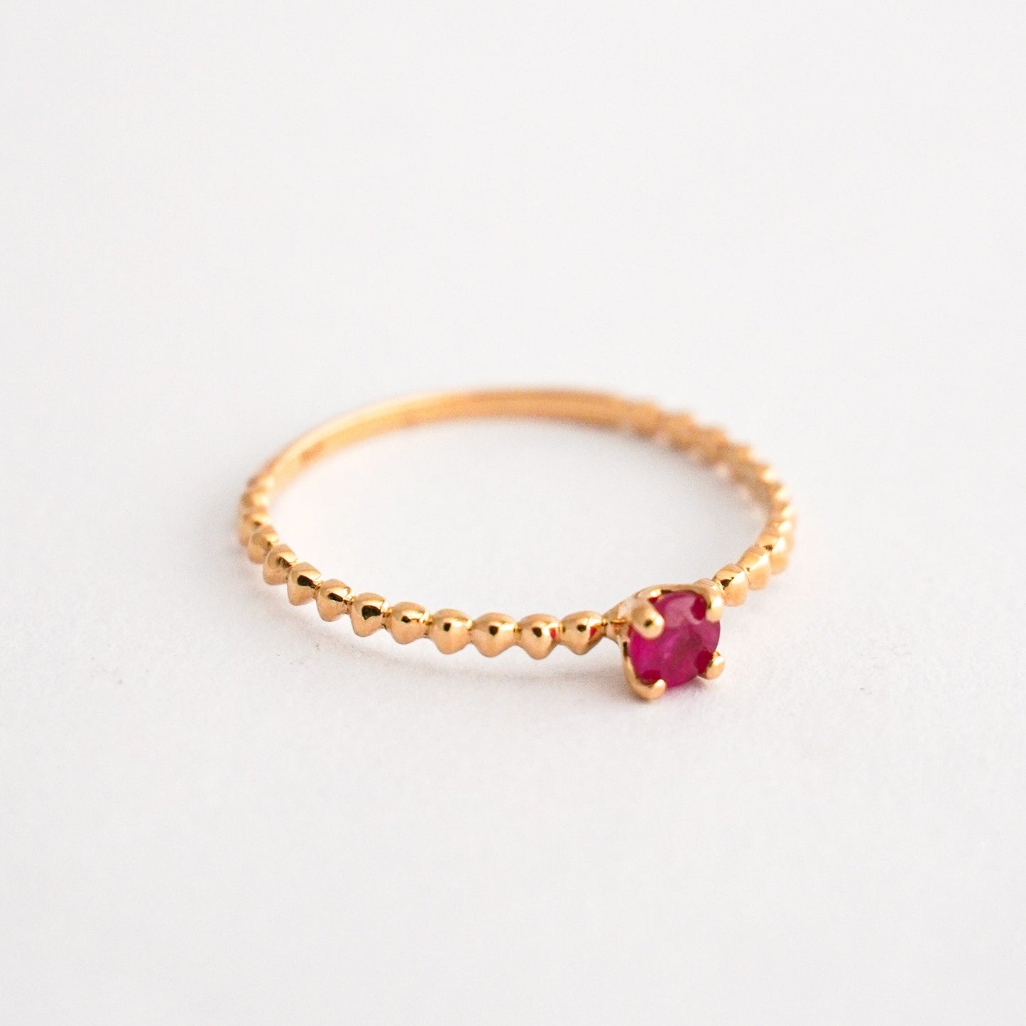 Ruby Beaded Ring in 18K Gold