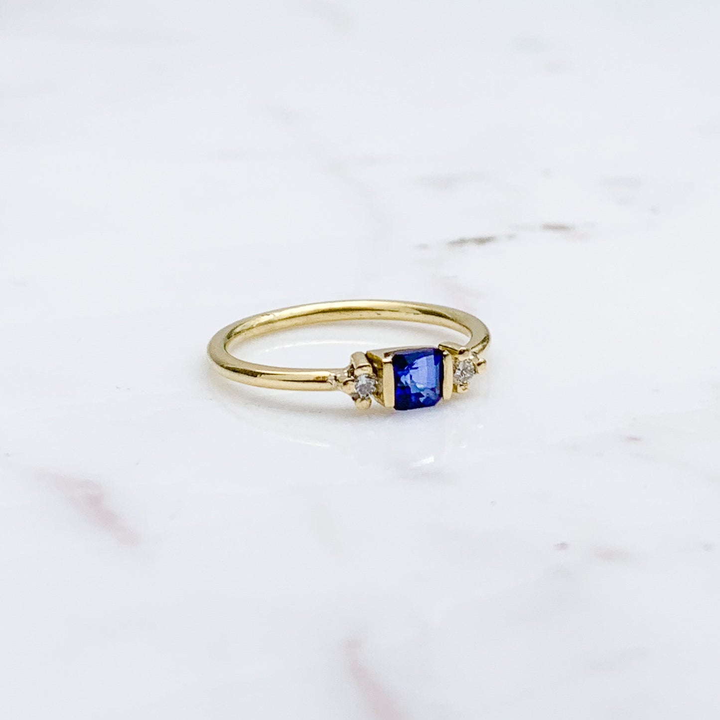 Tressa Sapphire and Natural Diamond Ring in 18K Gold
