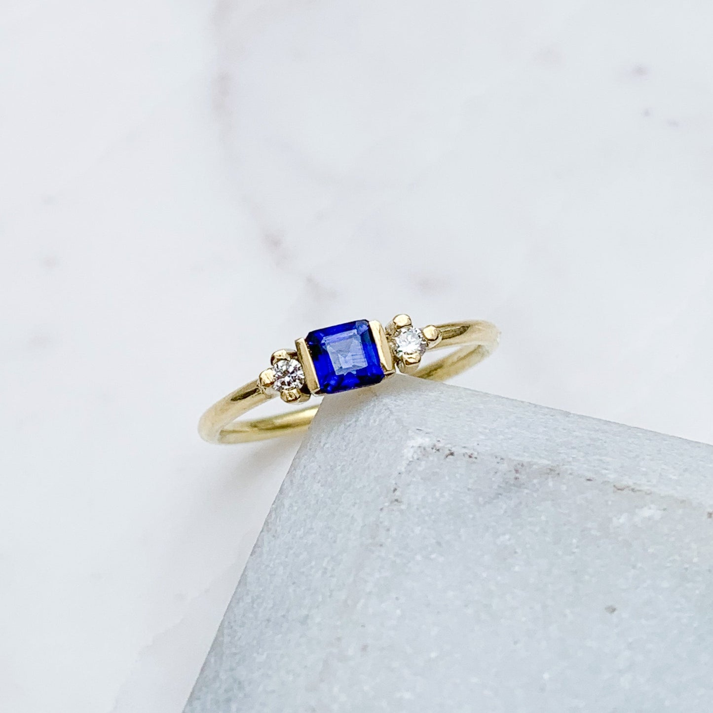 Tressa Sapphire and Natural Diamond Ring in 18K Gold