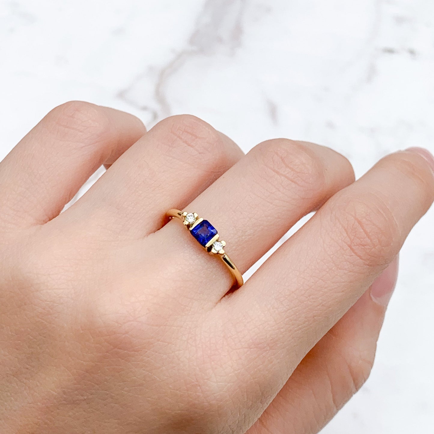 Tressa Sapphire and Natural Diamond Ring in 18K Gold