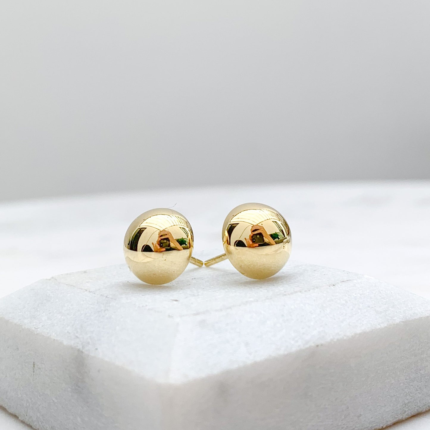 Classic Half Ball Stud Earrings in 18K Gold