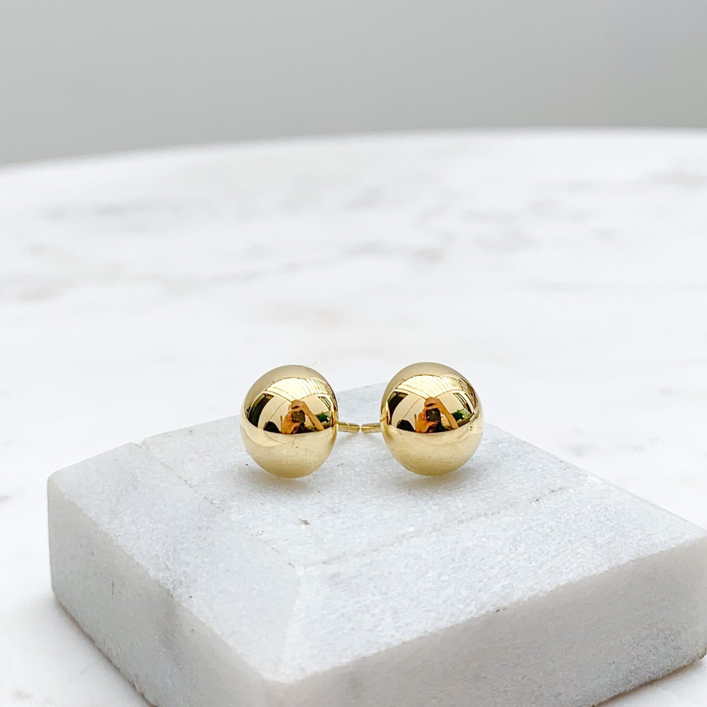 Classic Half Ball Stud Earrings in 18K Gold