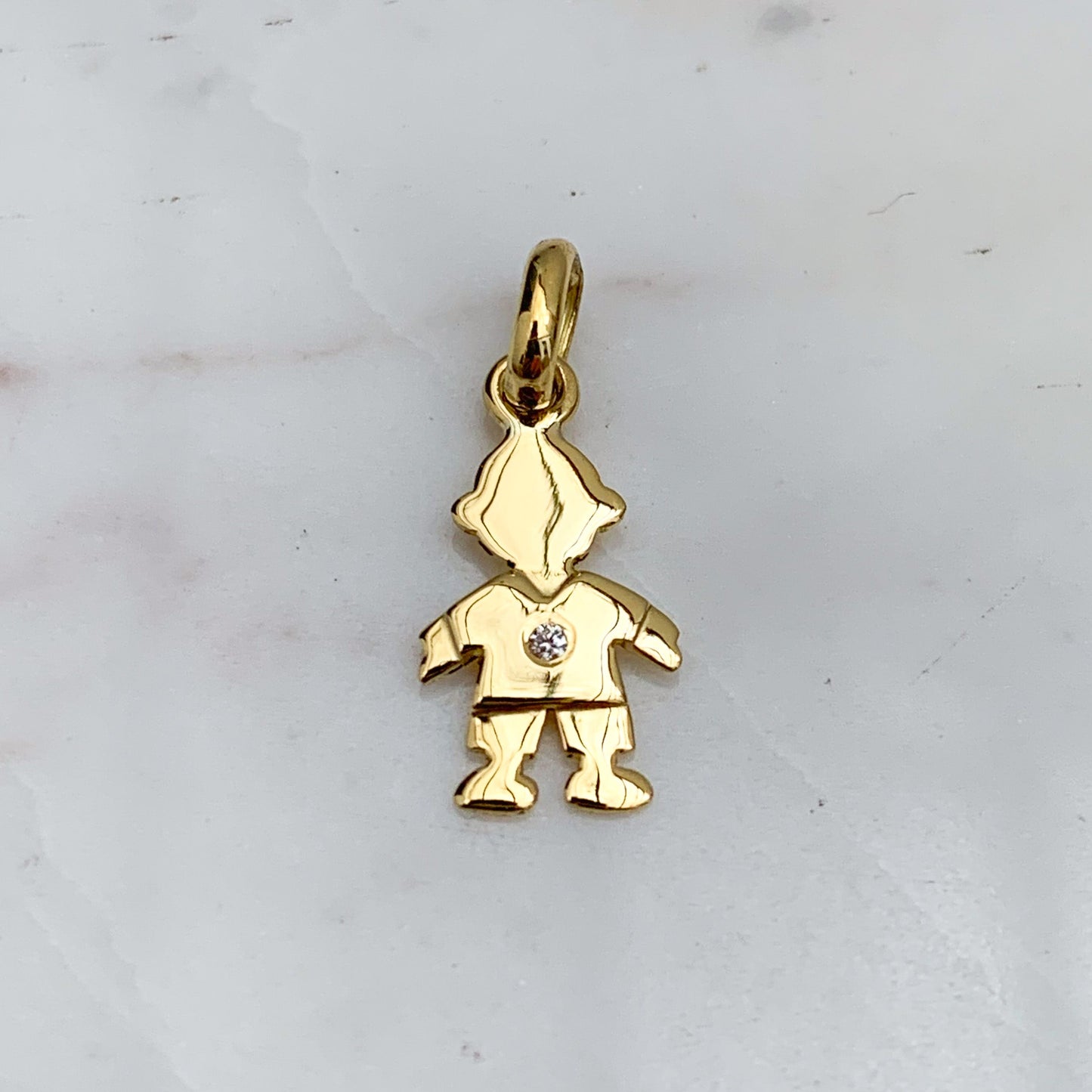 Boy or Girl Natural Diamond Pendant in 18K Gold