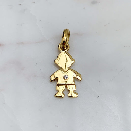 Boy or Girl Natural Diamond Pendant in 18K Gold